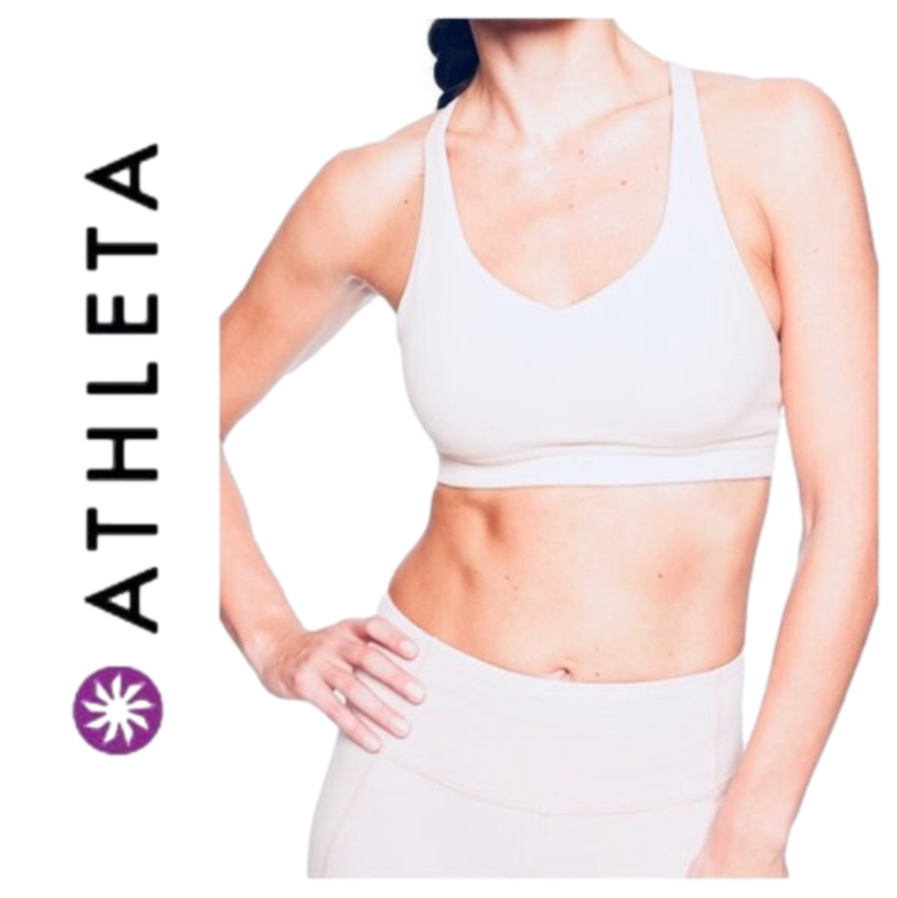 NWT ! ATHLETA‎ White Transcendence Sports Bra